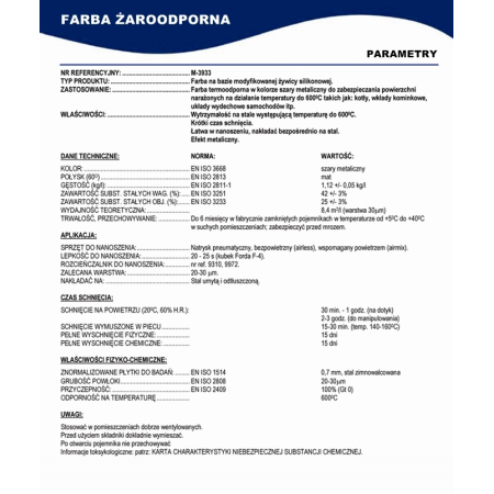 Farba żaroodporna 1L - grafitowa Farba żaroodporna 1L - grafitowa