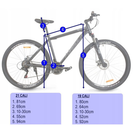 Rower górski MTB 29" 18 biegów Shimano, Hamulce tarczowe, Rama 19 Rower górski MTB 29" 18 biegów Shimano, Hamulce tarczowe, Rama 19