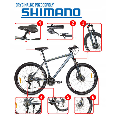 Rower górski MTB 27,5 Shimano 21 biegów Tarczowe Rama 19" Rower górski MTB 27,5 Shimano 21 biegów Tarczowe Rama 19"