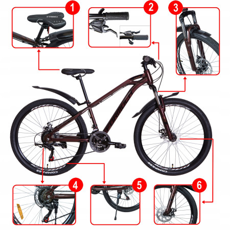Rower górski MTB 26" 21 biegów Shimano Rama16" Hamulce tarczowe
