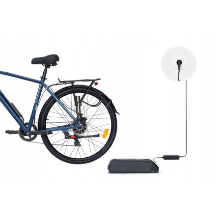 ROWER ELEKTRYCZNY MĘSKI CZARNY 28 TREKKINGOWY ZE WSPOMAGANIEM 60-70km Shimano