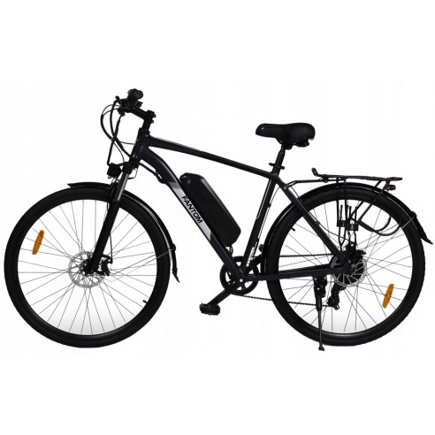 ROWER ELEKTRYCZNY MĘSKI CZARNY 28 TREKKINGOWY ZE WSPOMAGANIEM 60-70km Shimano