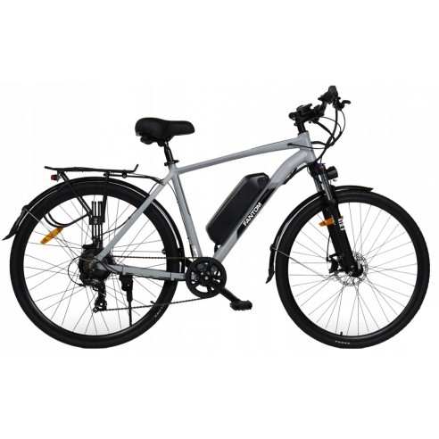 ROWER ELEKTRYCZNY MĘSKI Szary 28 TREKKINGOWY ZE WSPOMAGANIEM 60-70km Shimano