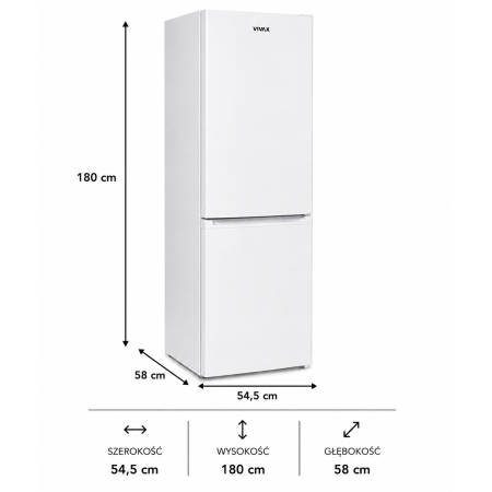 Lodówka Dwudrzwiowa 180 cm 262L Low Frost Biała 39 dB Vivax CF-259ELF W