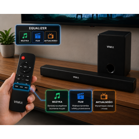 Soundbar + Subwoofer VIVAX 70W 2.1 Bluetooth HDMI ARC OPTYCZNY PILOT