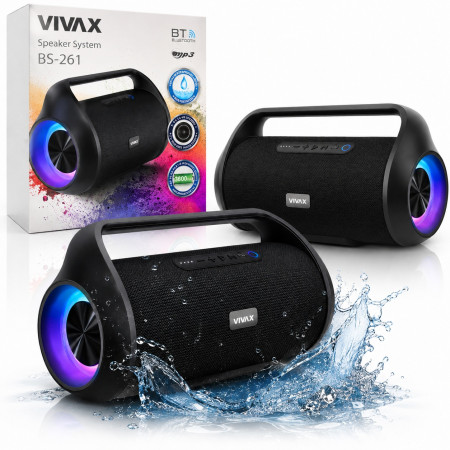 Głośnik Bluetooth 60W TWS LED IPX5 Radio USB AUX Mocny VIVAX BS-261