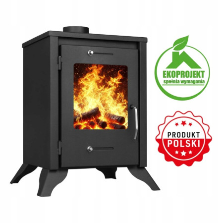 Piec Stalowy ZEFIR 6,8 kW Kominek Wolnostojący do Salonu Certyfikat ECO UE