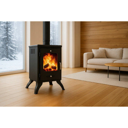 Piec Stalowy ZEFIR 6,8 kW Kominek Wolnostojący do Salonu Certyfikat ECO UE